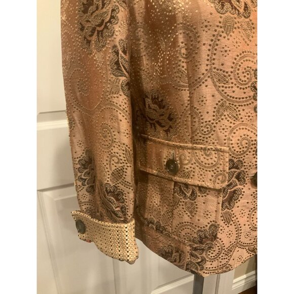 Etro Tan Floral & Paisley Jacquard Blazer W/ Notch Collar, Size 12 (US) 46 (IT) - Picture 3 of 10